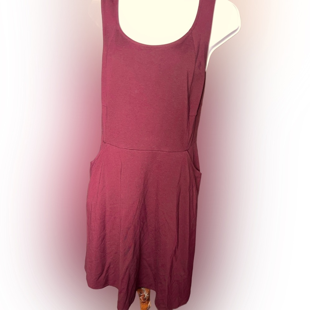 Maurices Sleeveless Zipper Pockets Plum Mini Dress Fit Flare A-Line